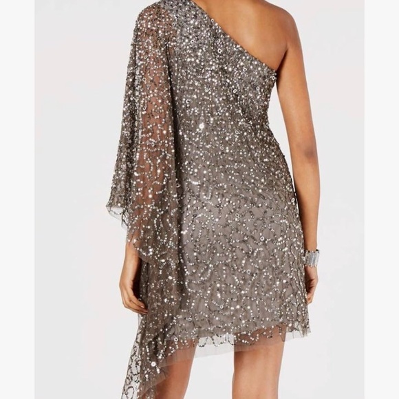 Adrianna Papell Dresses & Skirts - Adrianna Papell One-Shoulder Sequin Dress in Silver